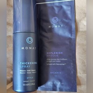 Monat thickening spray + Replenish Masque Sample